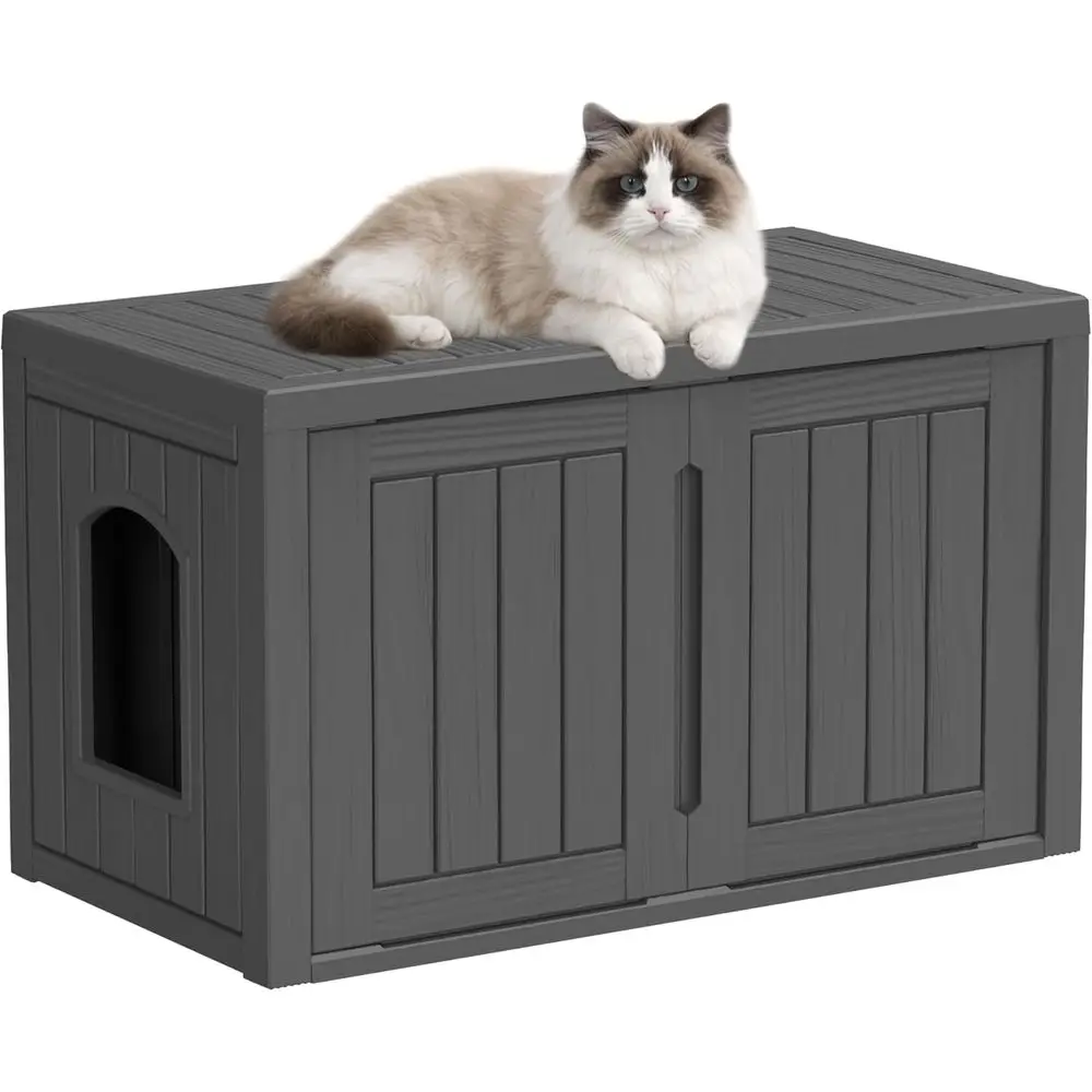 

Weatherproof Indoor/Outdoor Cat House, Easy Assembly, Sturdy & Durable Shelter for Cats