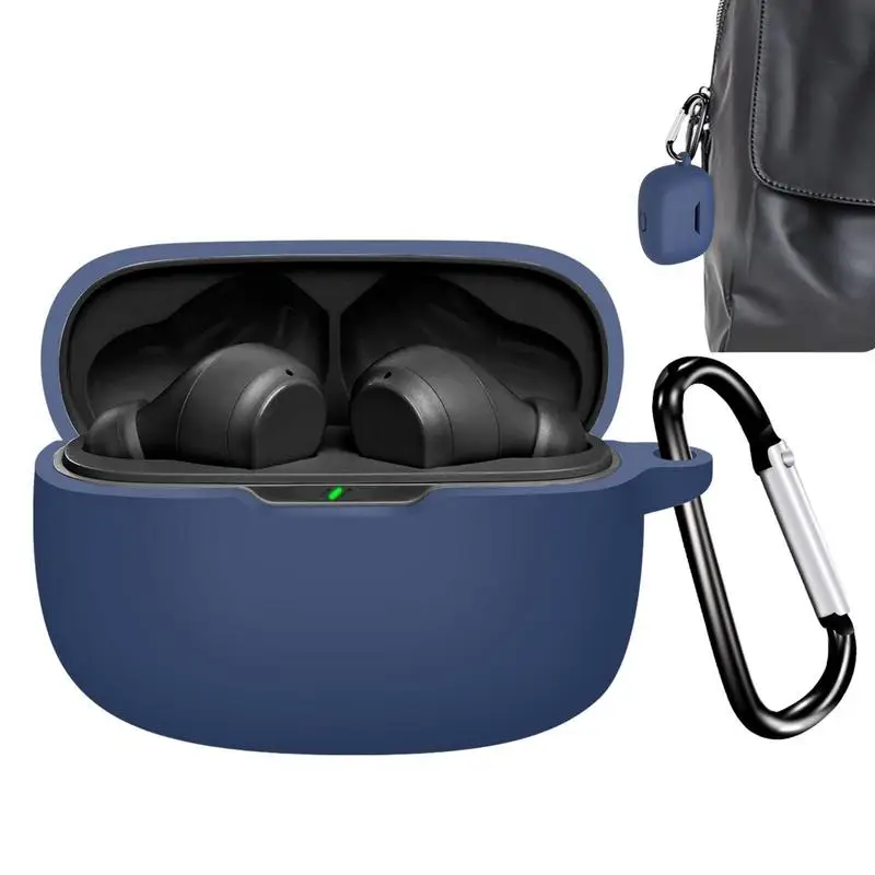 Case For JBL Wave Beam Earbuds Silicone Earphones Cover Anti-Drop Protective Shell For Blue Tooth Headphones With Carabiner - Image 2