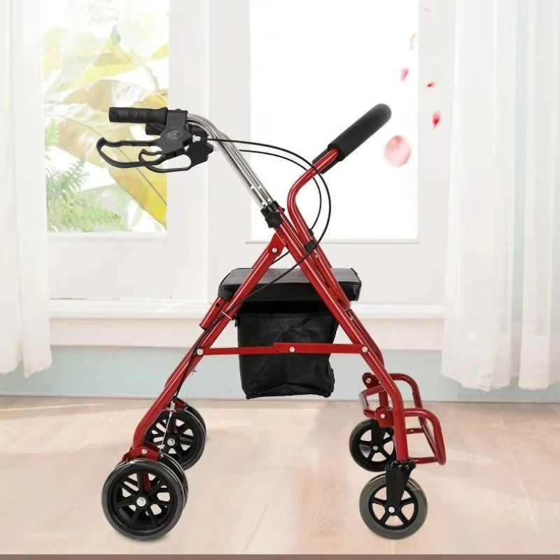 Lightweight Rolling Walking Aid Adjustable Mobility Support Walker for Seniors
