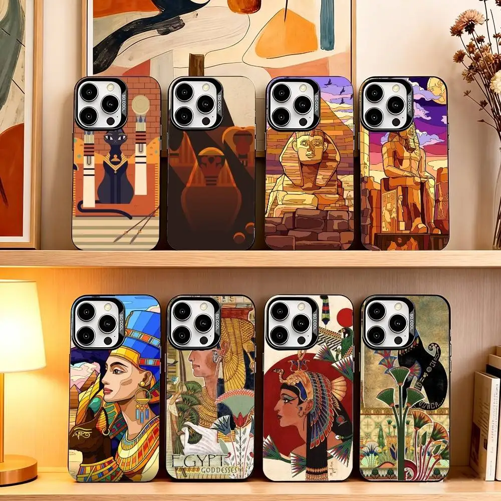 

M-Mysterious Ancient Egypt Phone Case For iPhone 17,16,15,14,13,12,11 Plus,Pro Max,XS,Colorful Silver Phone case Funda Cover