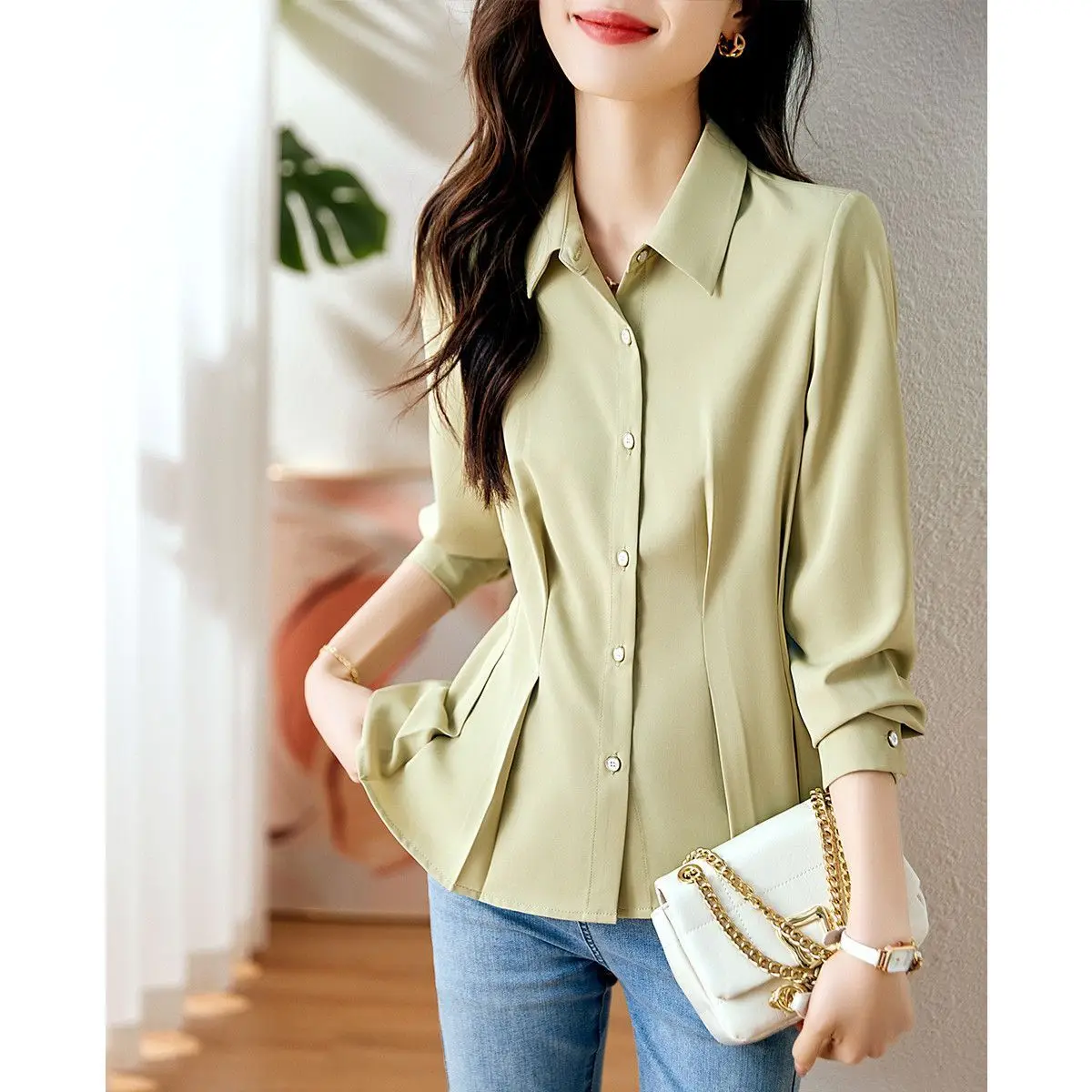 Simple and Elegant Spring Style Fashionable and Chic Design Slimming and Versatile Fashionable and Intellectual Shirt for Women