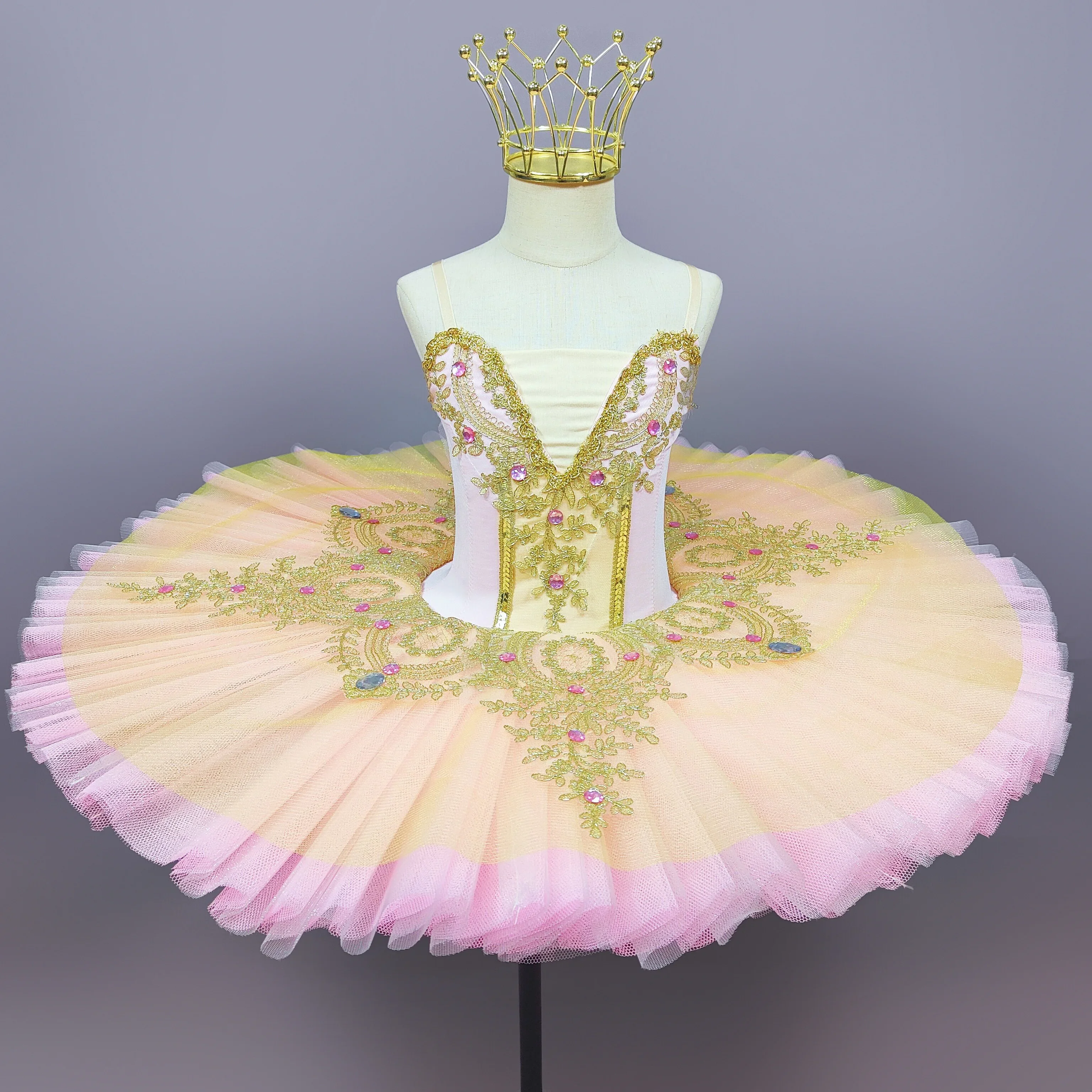 Children's Professional Ballet Skirt Sleeping Beauty Halter TUTU Skirt Female Toddler Little Swan Stage Performance Costumes