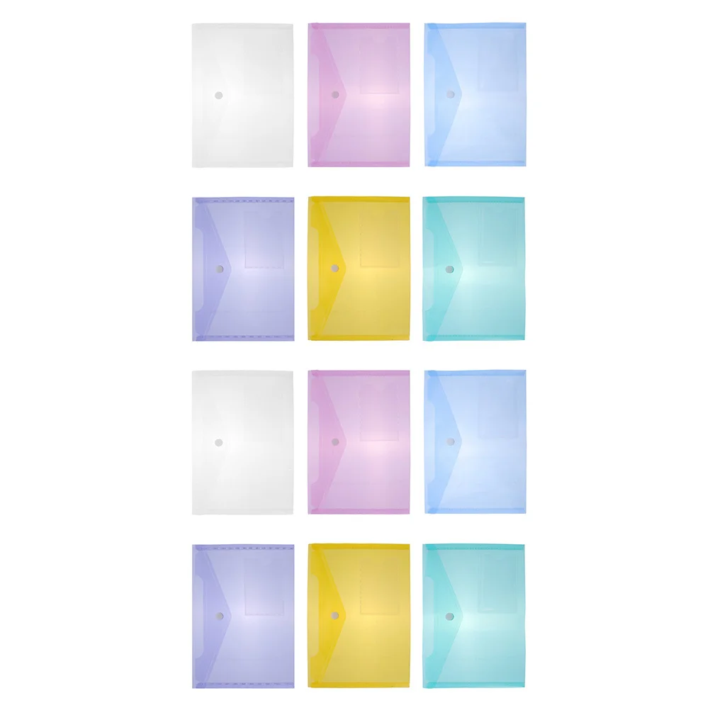 12pcs A5 File Folder Waterproof Plastic Document Pouch Portable Office Organizer For School Work Business Storage Bag