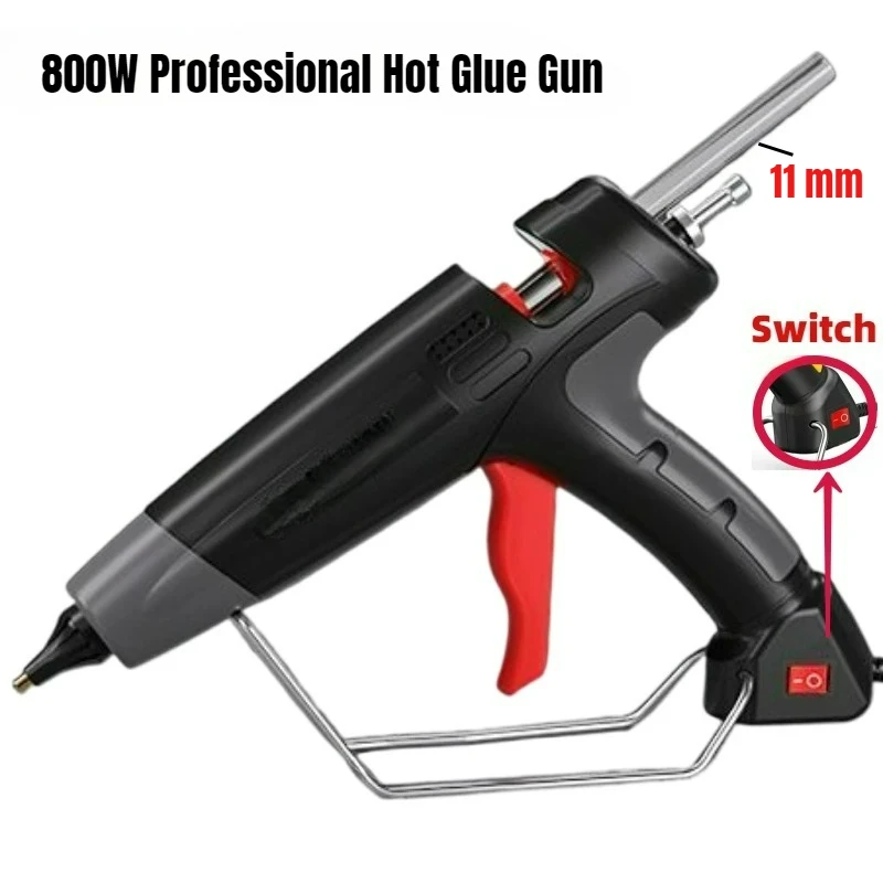

11mm Hot Silicone Gun Black for Woodworking Tools, High Power, AC Plug 220V, 800W Professional Hot Glue Gun for Home Repair,DIY