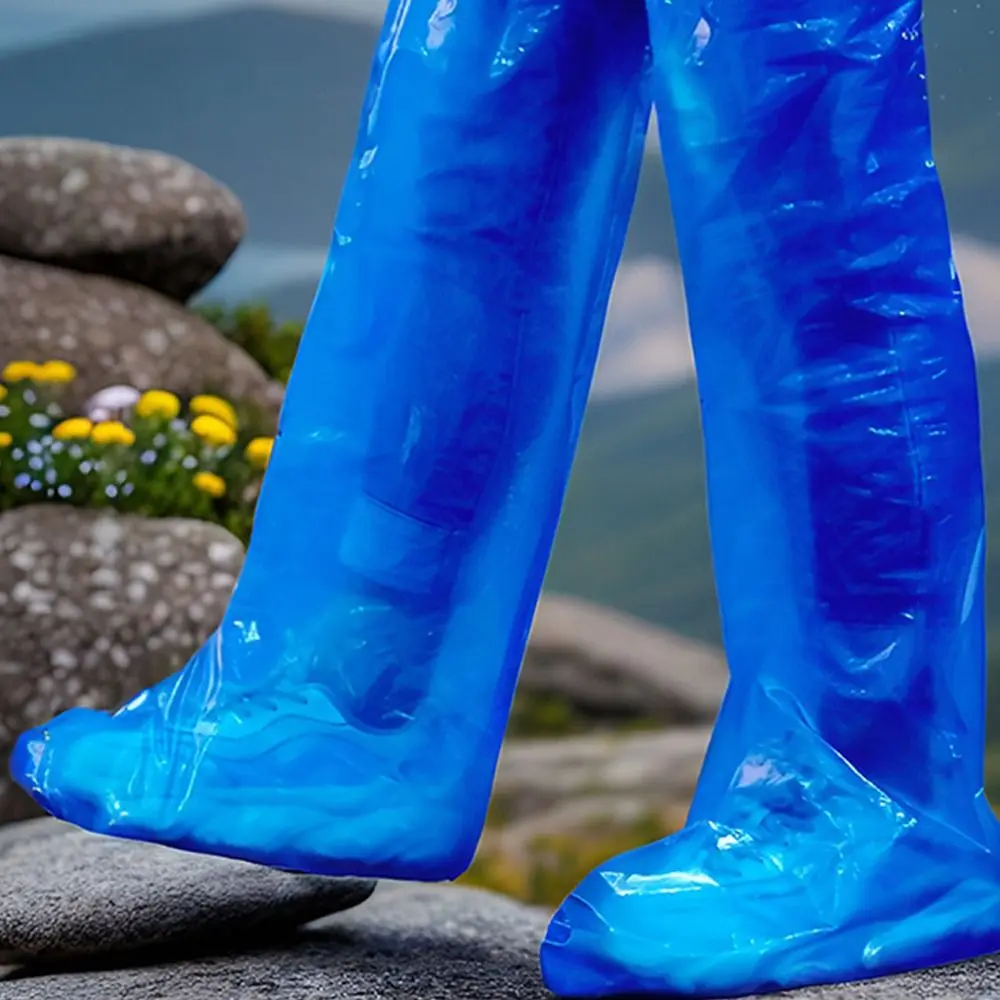 5pairs Transparent Disposable Rain Boot Covers Non-slip Thickened Foot Wrap Rainpants Oil Resistant Waterproof