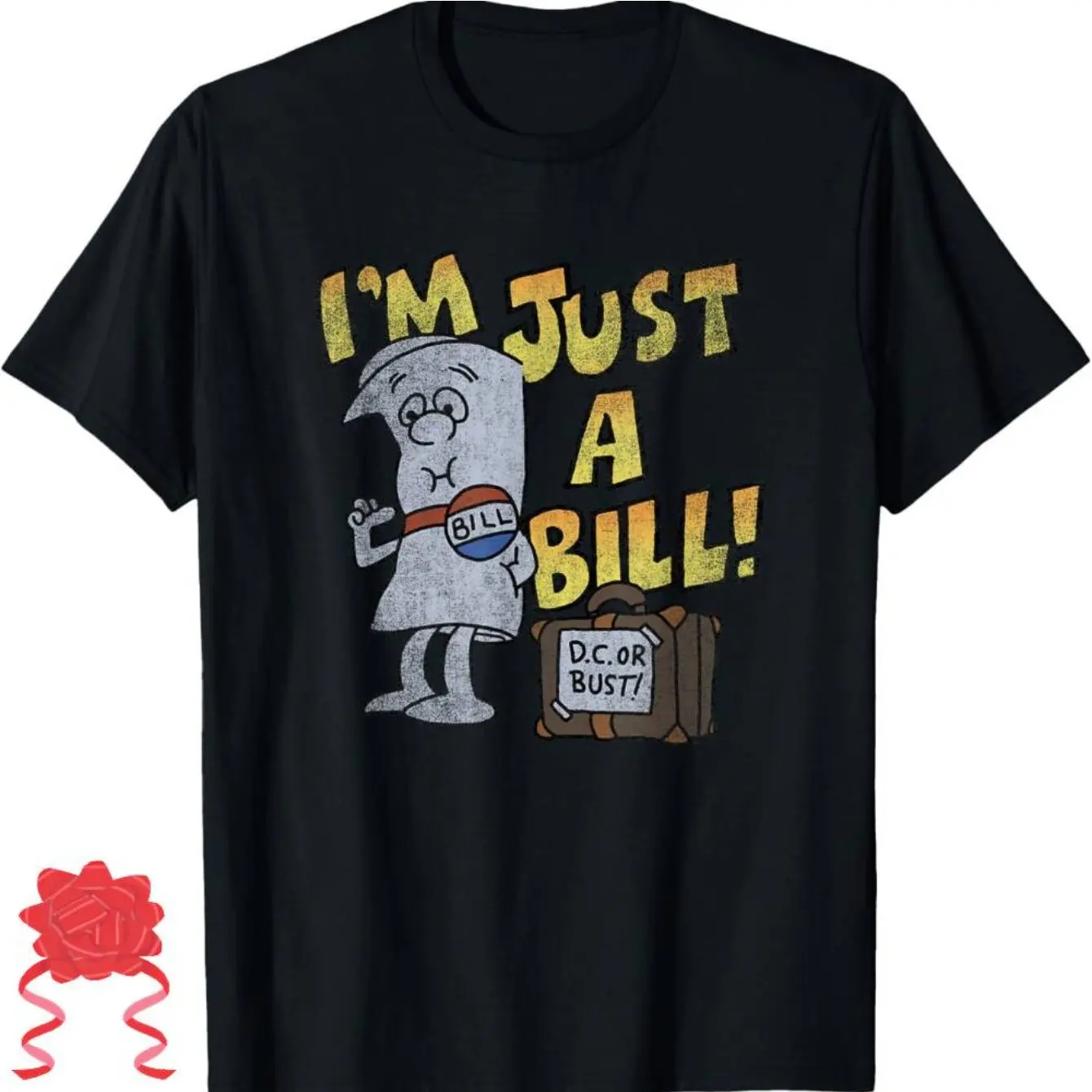 تي شيرت من القطن الخالص على طراز الروك المدرسية، طباعة "I'm Just A Bill"، رقبة دائرية، نمط كاجوال، تي شيرت من القماش المحبوك لجميع المواسم