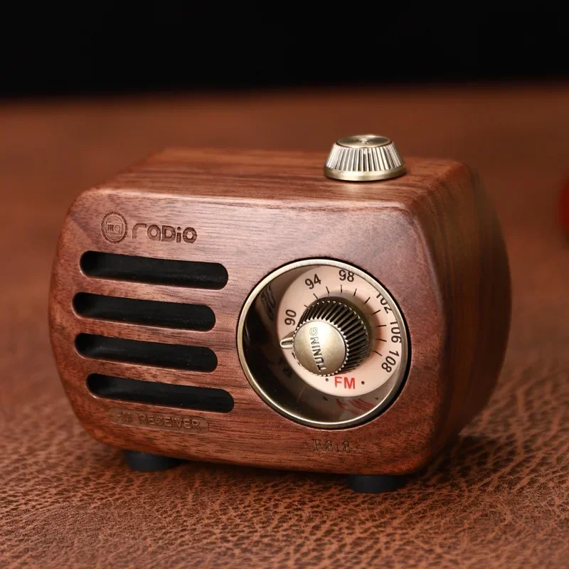 

Retro Old Fashioned Classic Style Walnut Cherry Wooden FM Radio Bluetooth Speaker MP3 Music Play