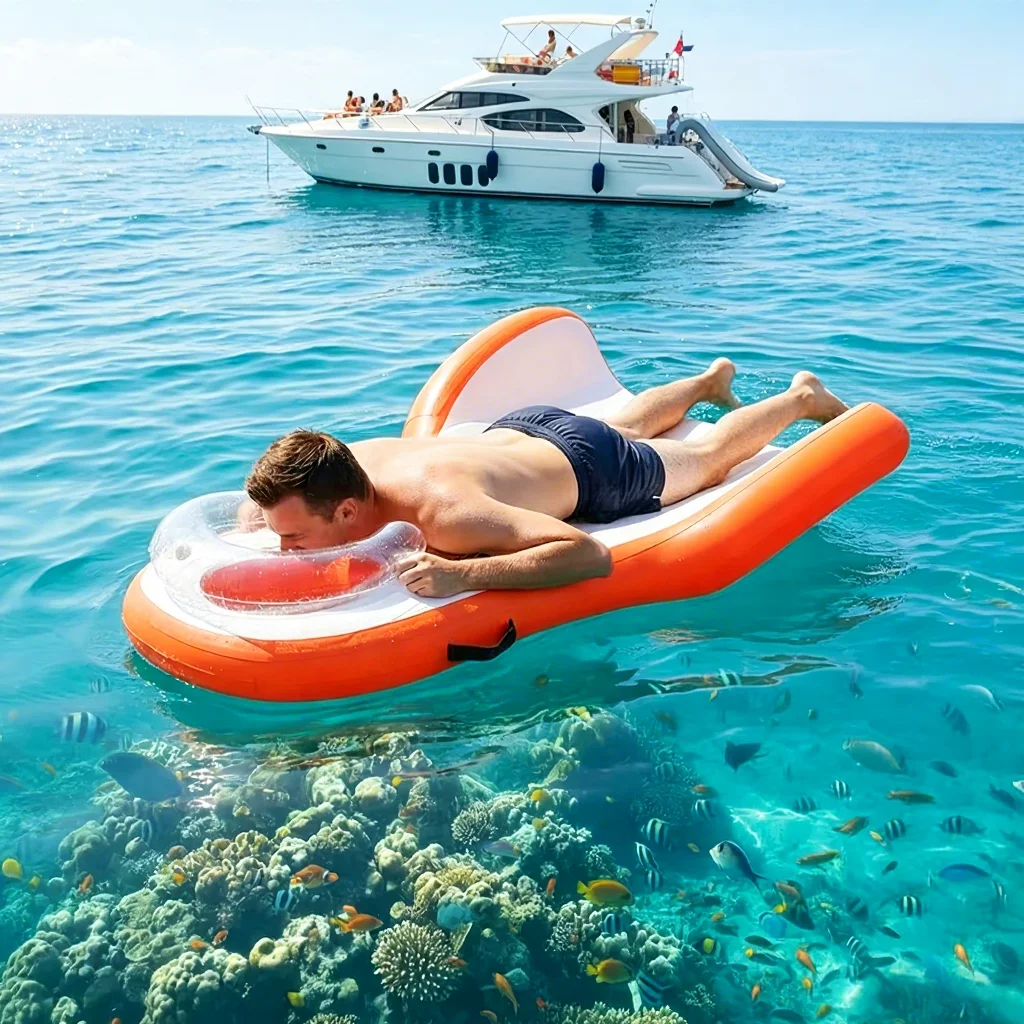 New Design Inflatable Swim Float, Multi-Color Water Floating Bed with Reinforced Handles, Summer Pool Toy