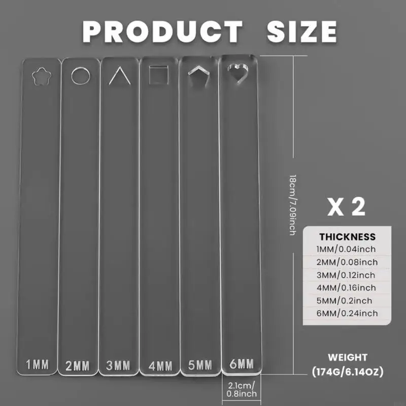 

R3MC 12pcs Practical Acrylic Clay Rolling Guides to Ensures Uniform Thickness for Pottery and Culinary Projects Supplies