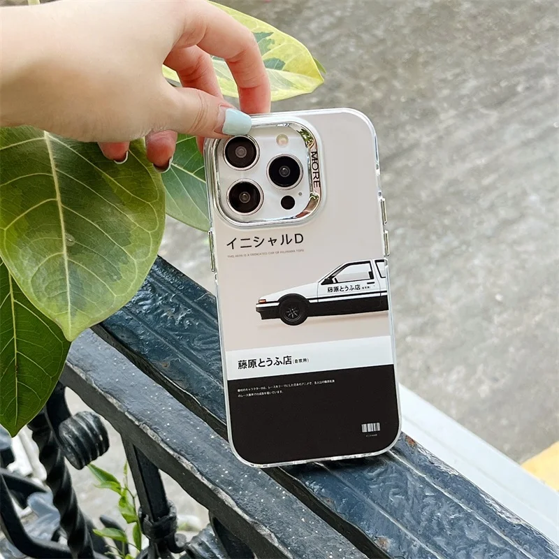 Luxury Electroplate Anime Initial D AE86 Tail Light Posters Phone Case For iPhone 15 14 13 12 11 Pro Max Anti-fall Silicon Cover