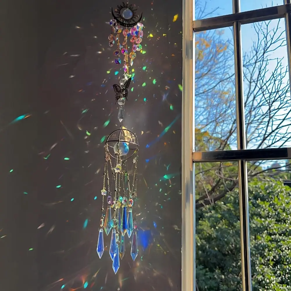 Handmade Hanging Ornaments DIY Material Kit Rainbow Prism Exquisite Sun Moon Pendant Durable Boho Crystal Sun Catcher
