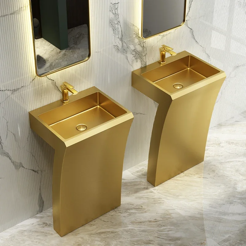 Golden column type washbasin Integrated floor type washbasin