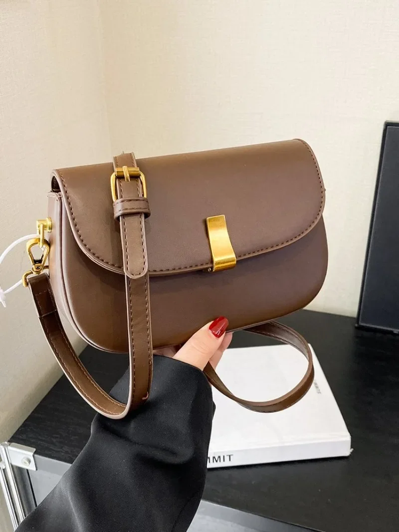 

Chic Elegant Diaper Bags For Women Vintage Leather Messenger Bag Designer Crossbody Bag Simple Large Capacity Shoulder Bag
