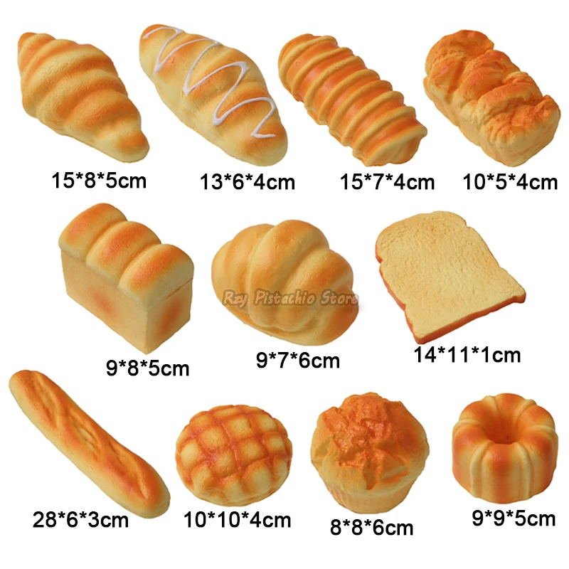 Artificial Simulation Bread Fake Food Model French Baguette Toast Cake Bakery Kids Play Kitchen Toys Set Boy Girl Pretend Baker