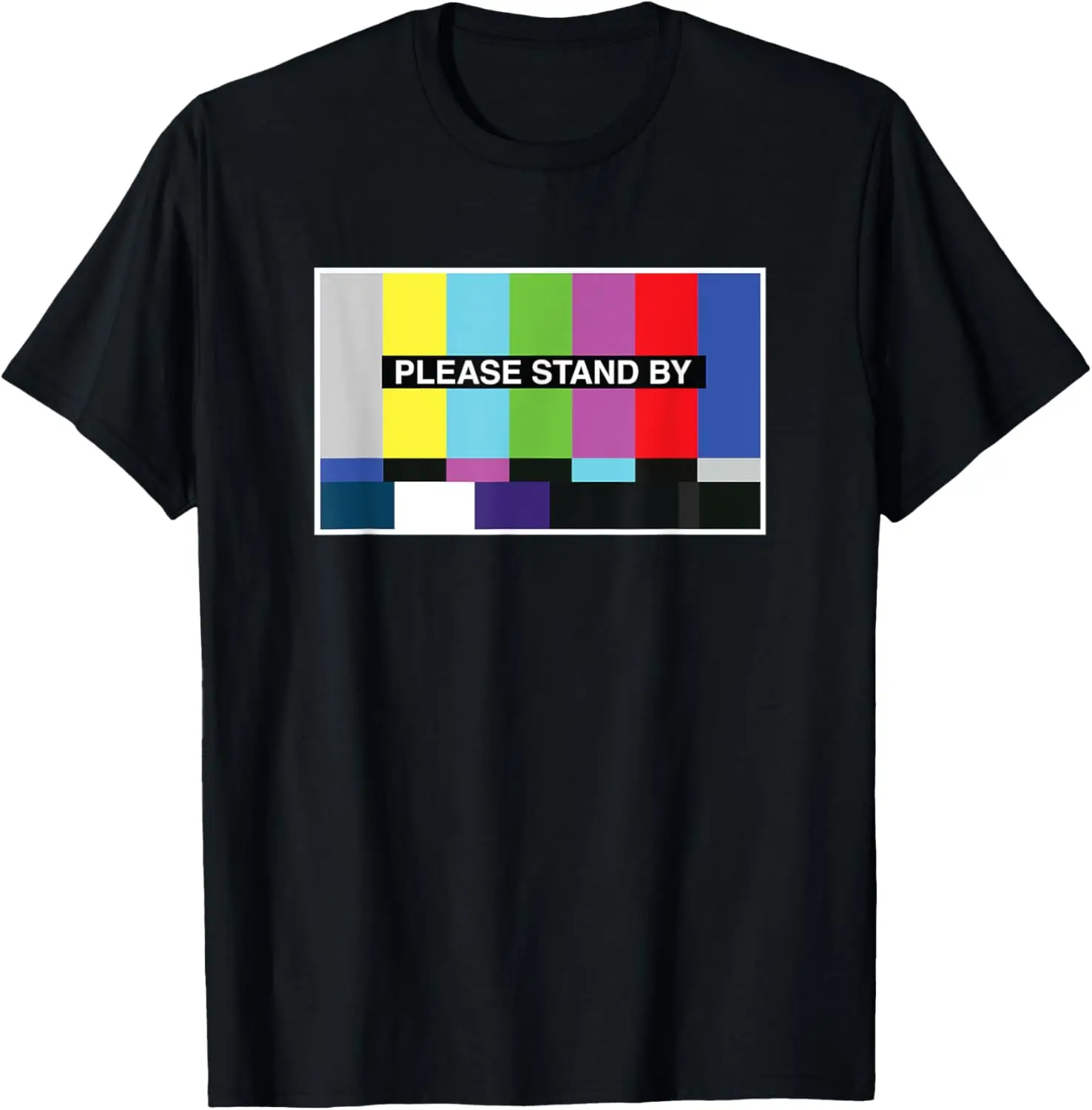 ريترو اللون التلفزيون اختبار نمط 60s 70s خمر التلفزيون هواة تي شيرت