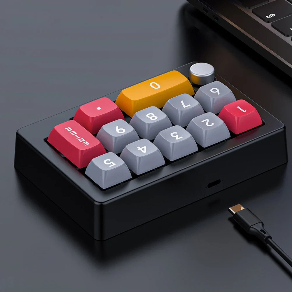 Teclado de programação programável macro com fio de 13 teclas, teclado mecânico para jogos totalmente permutável, 12 efeitos de iluminação RGB