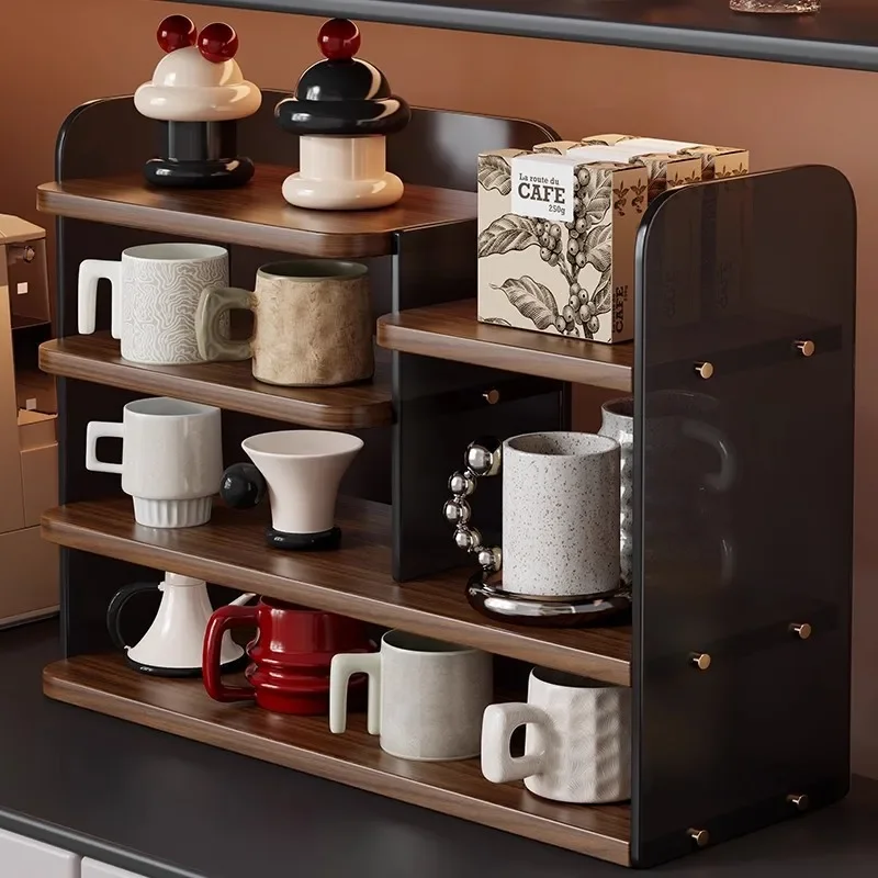 Acrylic desktop cup holder, household storage rack, high-end tea holder, light luxury meal side coffee holder