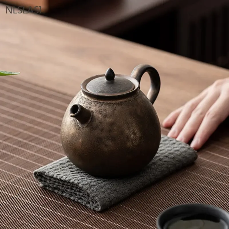 260ml Japanese Coarse Pottery Teapot Retro Ceramic Beauty Tea Pot Handmade Filter Tea Infuser Chinese Teaware Accessories