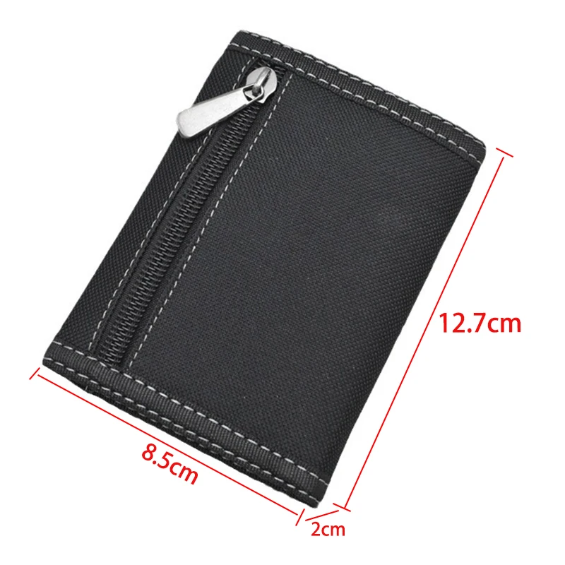 Classic Men's Thick Quality Canvas Standard Wallet Youth Students Trifold Zipper Purse Card Holder Men Women Daily Coin Pocket