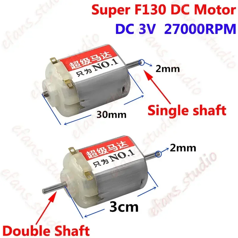 Micro 130 carbon brush Motor Singal Shaft/ Dual shaft DC 1.5V 3V 27000RPM High Speed Strong Magnetic DIY RC 4WD Racing Car Toy