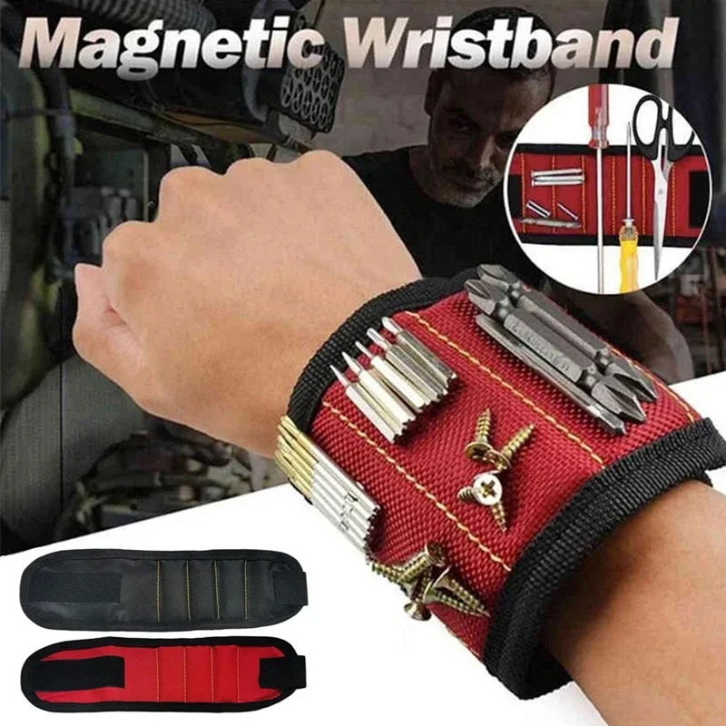 Strong Magnetic Wristband Portable Tool Bag Electrician Adjustable Wrist Belt Screws Small Metal Nails Bolts