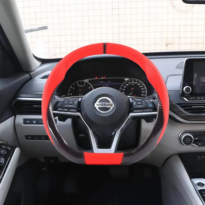 Car Steering Wheel Cover For Nissan Teana Qashqai Juke X-Trail Patrol Note Leaf Altima Maxima Micra Murano Rogue Sentra Tiida