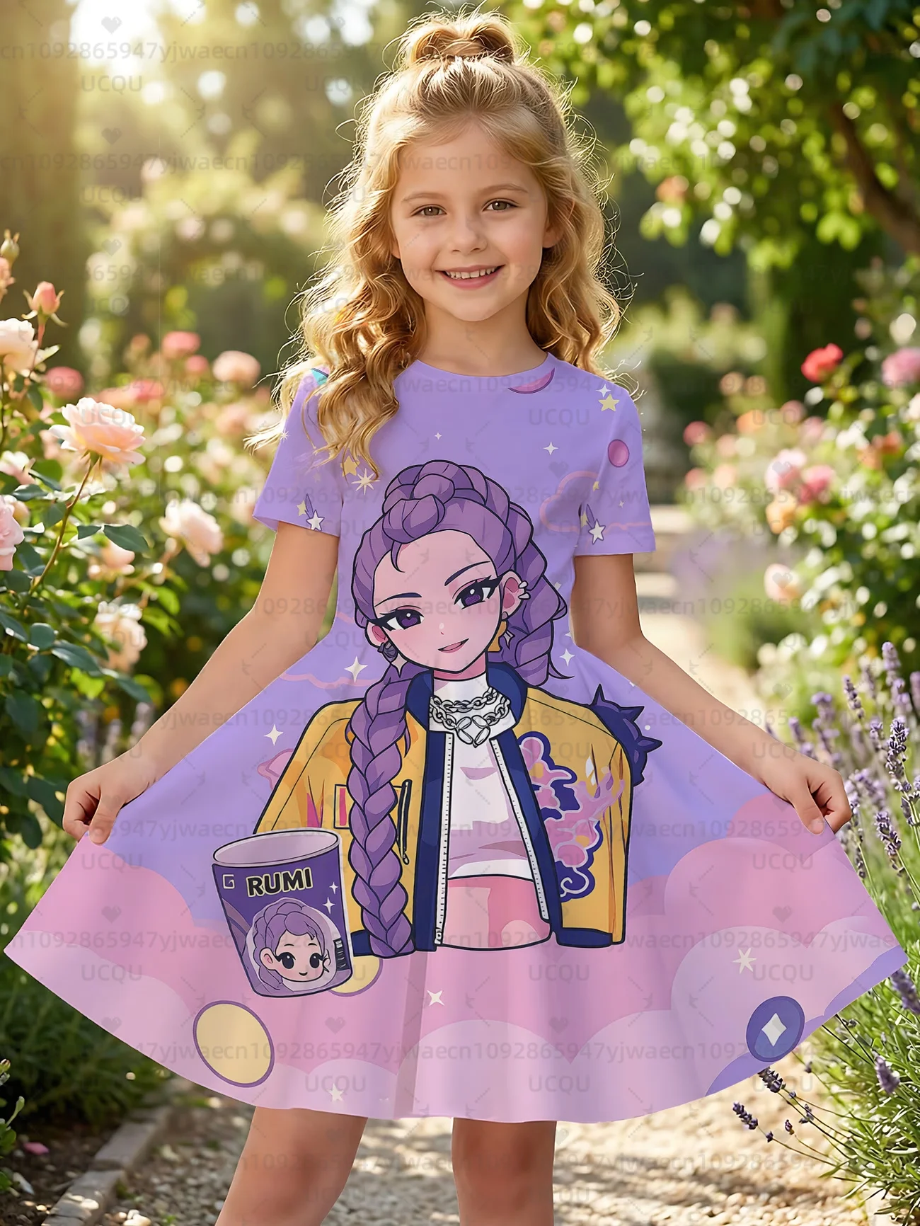 

Летняя милая футболка K-pop Demon Hunters для детей и взрослых, с коротким рукавом, на день рождения, модная, для косплея, подарок для фанатов Huntrix