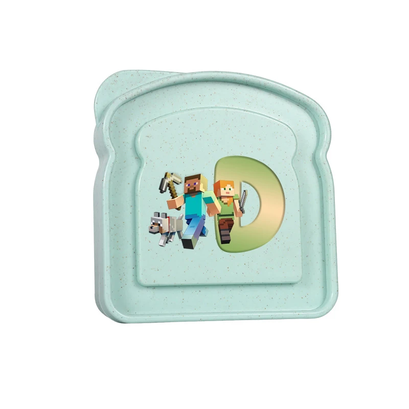 Game Theme Letters Printed Sandwich Container Toast Shaped Portable Minecrafted Lunch Box Fashion Bento Box Lid Lunch Case Gift view 4