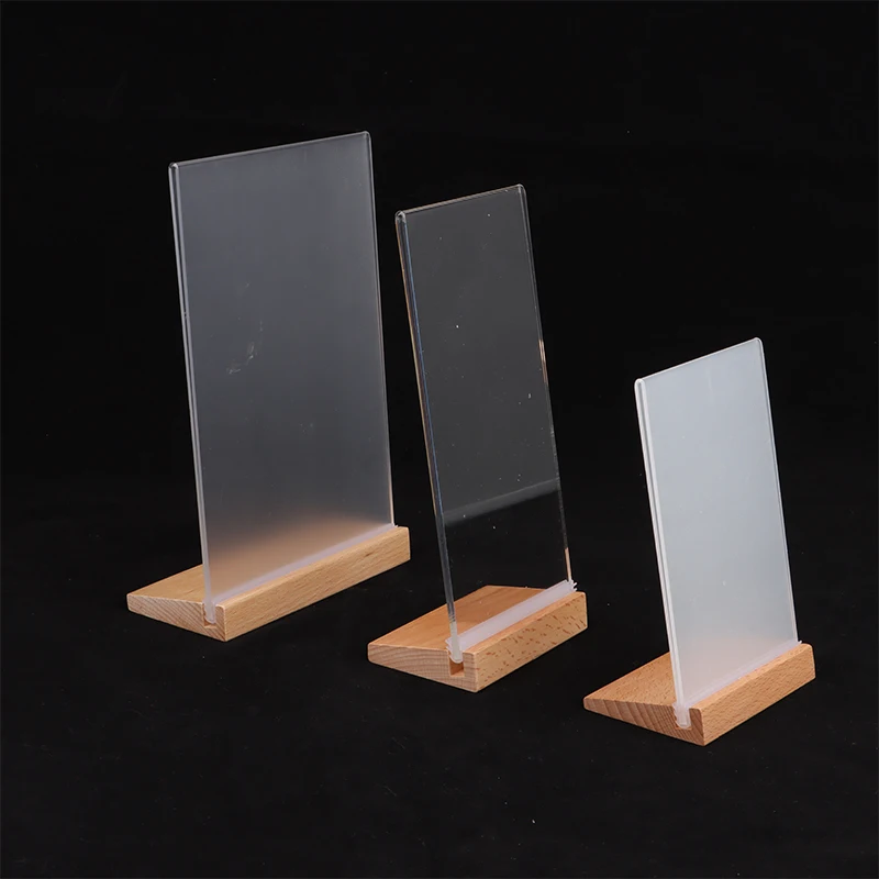 Table Top Wooden Acrylic Sign Holder Display Stand Double Sided Bottom Load Portrait Style Menu Paper Ad Photo Picture Frame