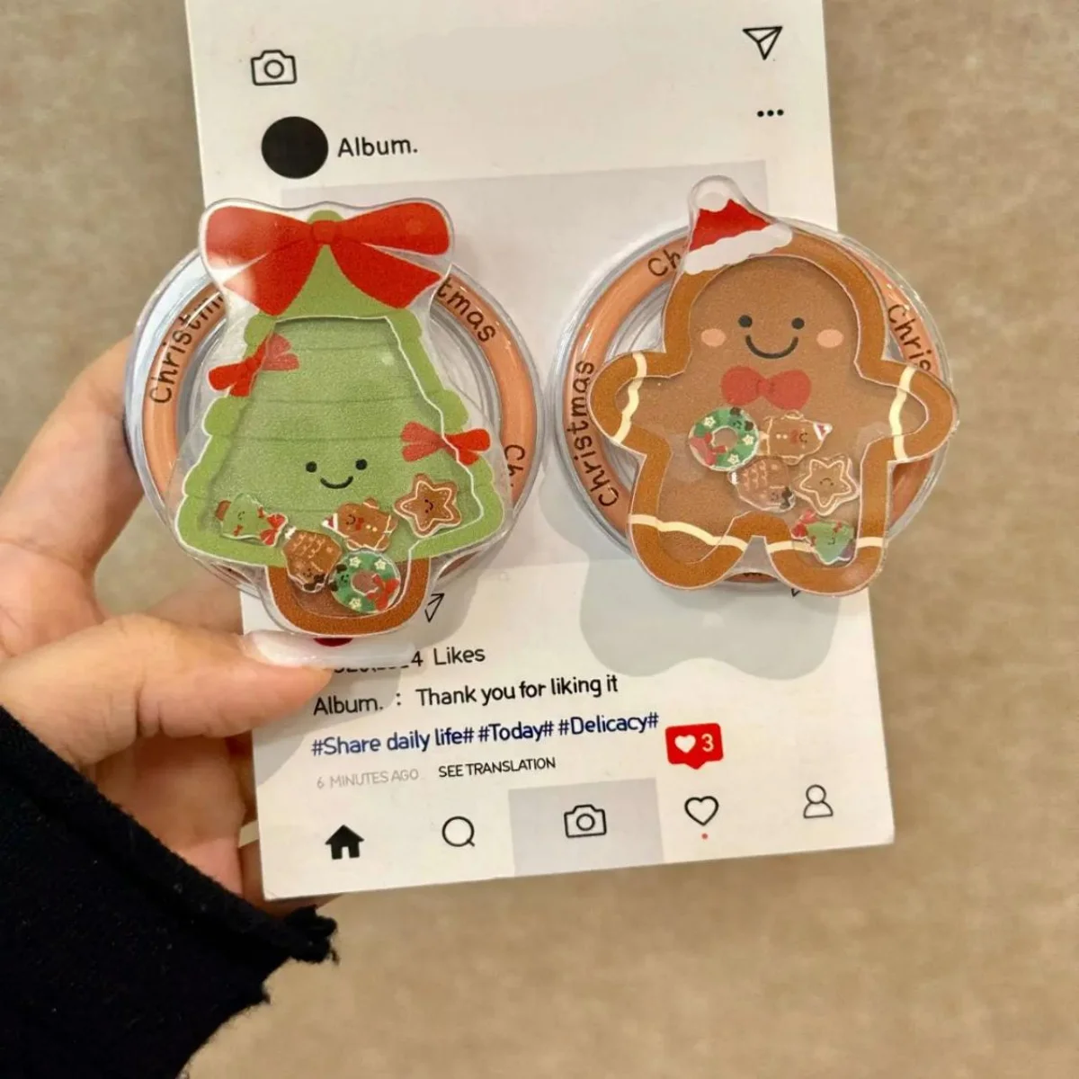 Cute Quicksand Christmas Cartoon Magnetic Holder Grip Tok Griptok Phone Stand Holder Support For iPhone For Magsafe Accessories