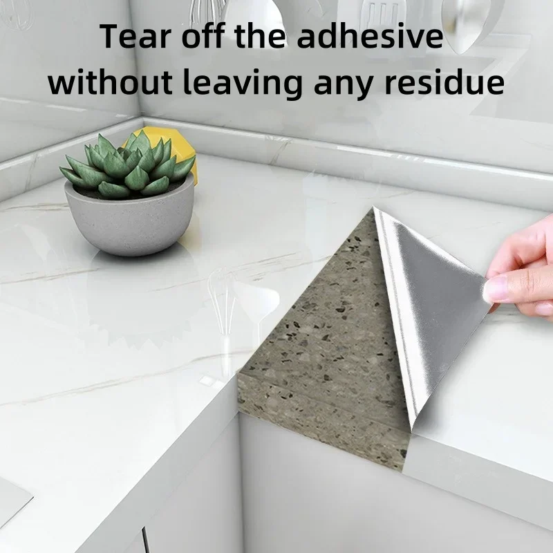 Self-adhesive Films Desktop Renovation Decor Marble Pattern Kitchen Sticker Oil Resistant Heat-resistant Aluminum Foil Bottom
