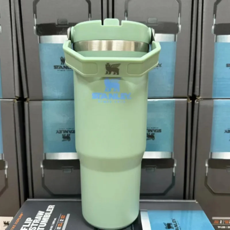 Stan 30Oz Tuimelaar Met Rieten Deksels Roestvrijstalen Koffie-Termos Cup Water Thermo Fles Lekbestendig Flip Auto Mokken Vacuüm Cup