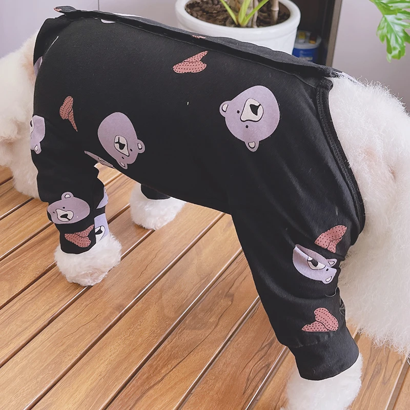 Pet Dog Jumpsuit Puppy Clothes Thin Pure Cotton Printed Overalls Protect Belly Pajamas For Small Dogs Home Wear Chihuahua Poodle