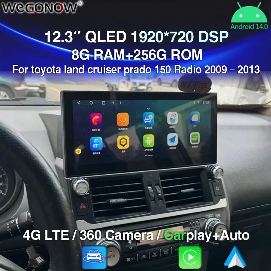 

Carplay 2Din 8 ГБ + 256 ГБ Android 14,0 автомобильный мультимедийный плеер Navi GPS 4G + Wifi для toyota land cruiser prado 150 радио 2009 - 2013