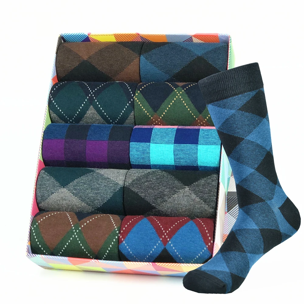 Herrensocken Kleid Mode schwarz gemusterte Baumwolle fröhliche bunte lustige Socken für Herrengeschenke