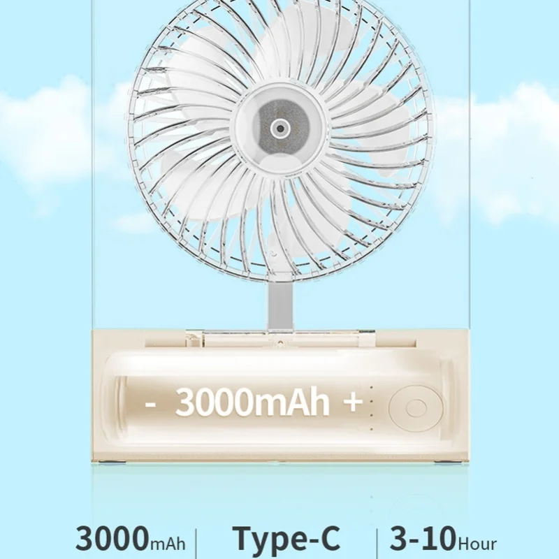 Transparent Desktop Fan Magnetic Wall Mounted Foldable Colorful Breathing Light 4 Wind Speed Silent Portable For Daily Home