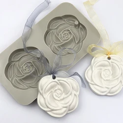 Camellia Flower Soap Mold Decorations Hanging Diffuser Mould For Aromatherapy Car Freshie Wax Melts Candle Cake Kitchen Baking