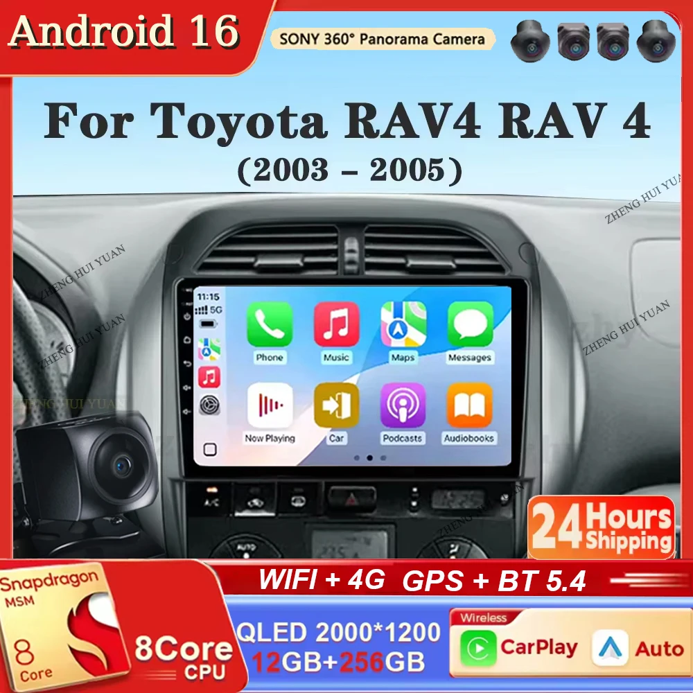 

Android 16 Car Radio Auto GPS Navigation Multimedia Video Player Carplay Android A For Toyota RAV4 RAV 4 2003 - 2005uto