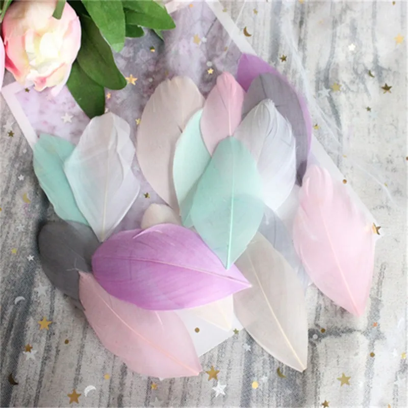 4-8cm 50pcs Natural Goose Feathers Mixed Colors Plumas For DIY Jewelry Crafts Making Wedding Dress Decoration DIY Accessories