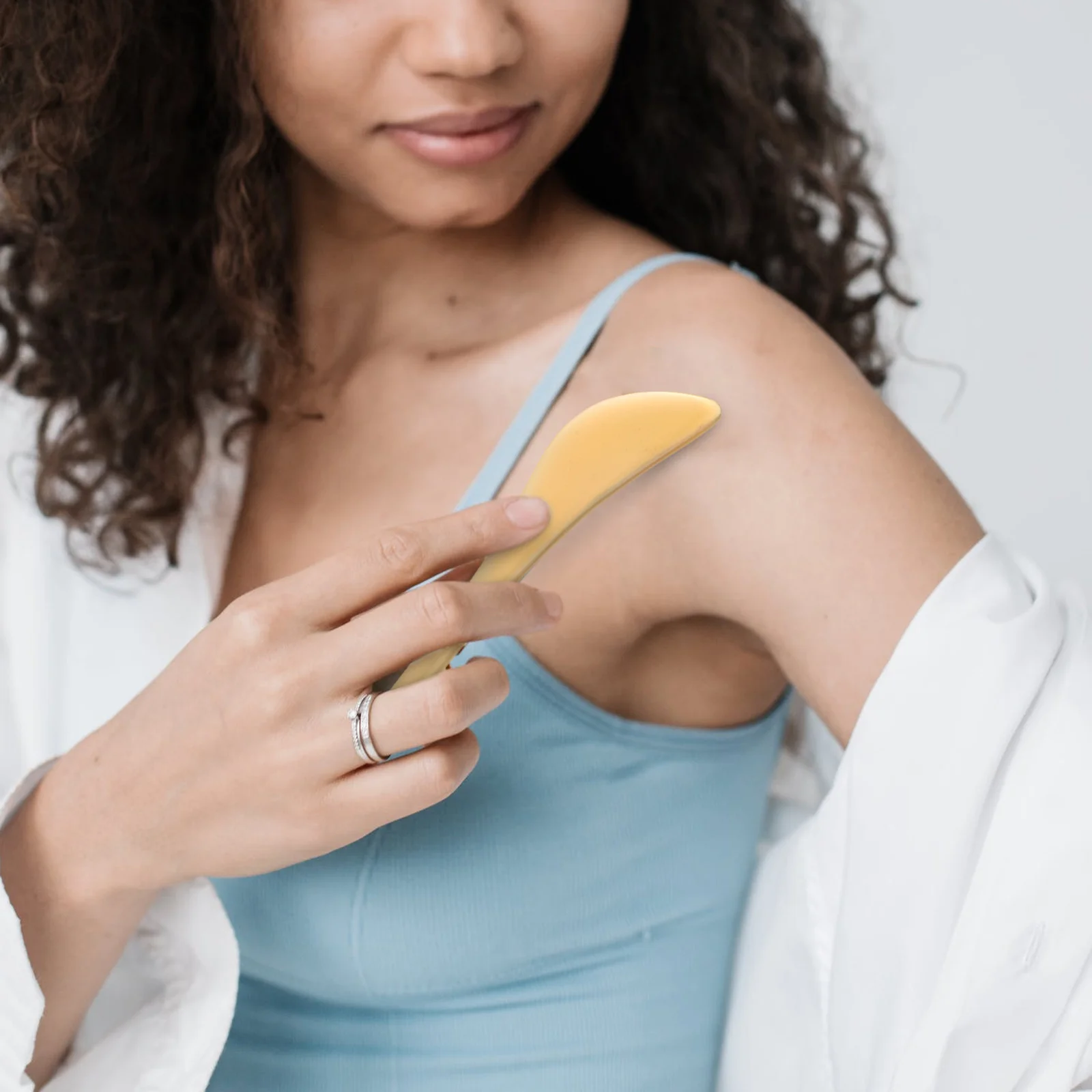 

2 шт., скребковые стержни из натурального рога буйвола, инструменты для массажа лица, гладкие края, Гуа Ша для терапии лица и тела, портативный точечный массаж