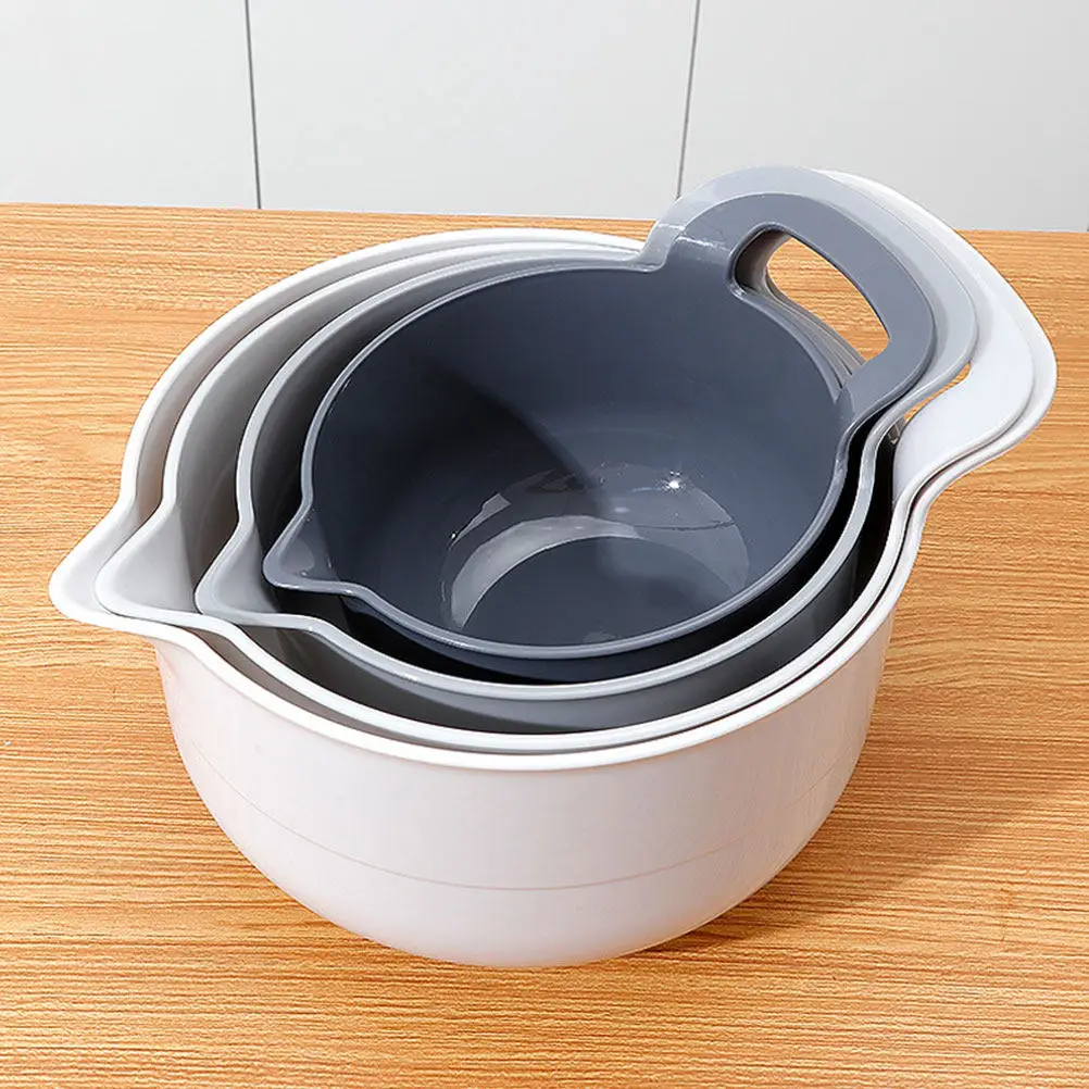 4Pcs Multi Function Large Mixing Bowls for Kitchen Baking Salad Serving Noodle Soup Rice Dessert Stackable Reusable Bowl