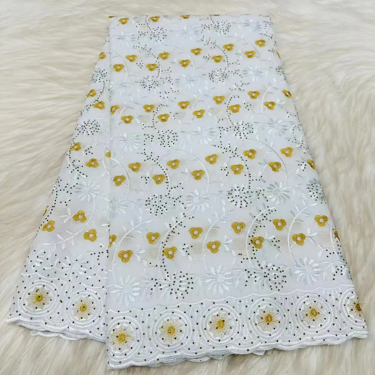 

5 Yards African Lace Fabric Cotton Swiss Voile Lace In Switzerland High Quality Nigerian Swiss Lace Fabric For Wedding Dress