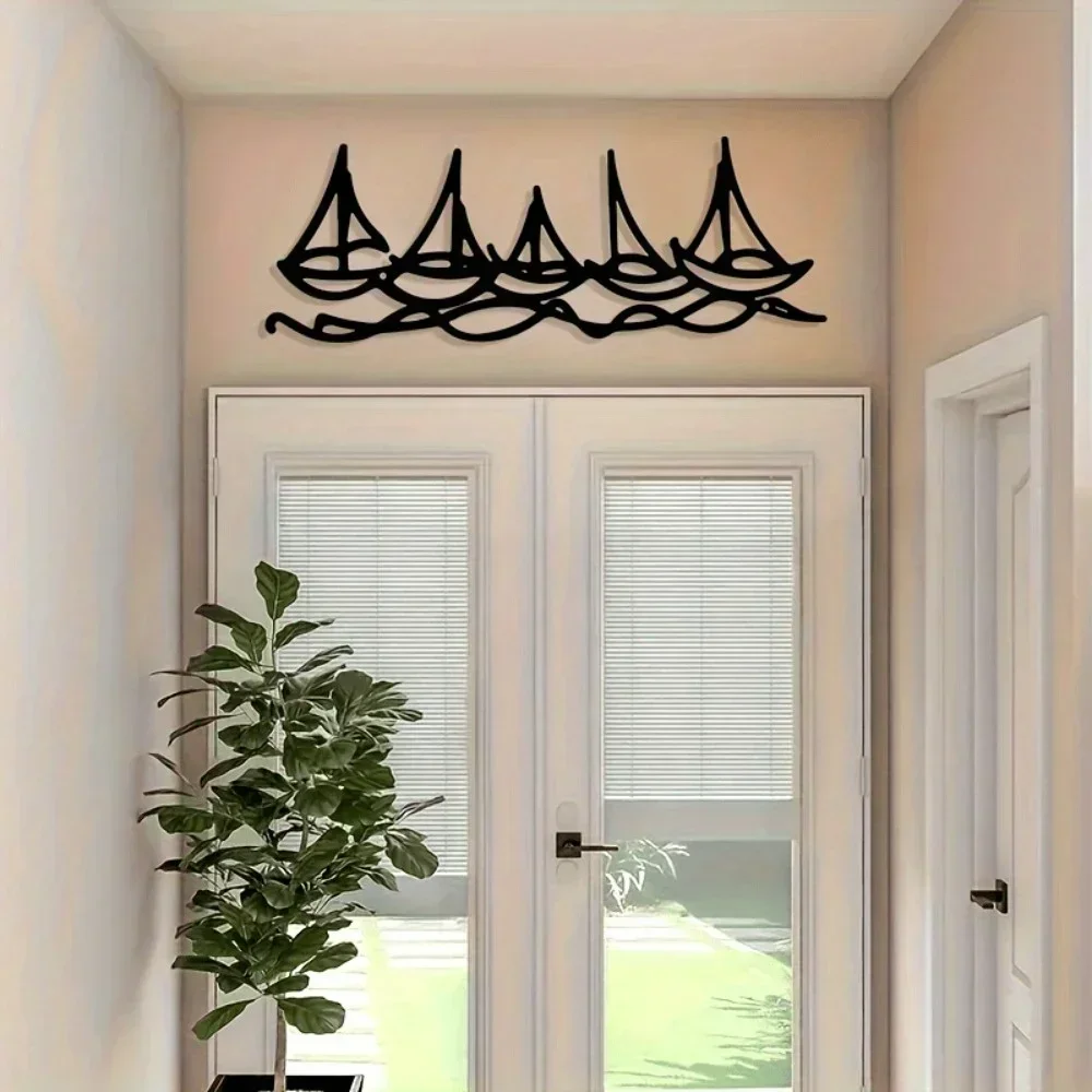 Anchorwall Iron Wall Art Coastal Sailboat Metal Decor Nautical Wall Hanging Gift for Sea Lovers Home