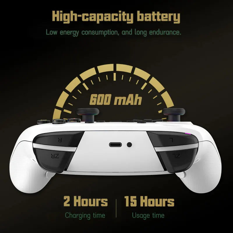Wireless Gamepad For Switch Oled/Lite Pro Controller with Vibration & 6 axis motion Sensing Joystick with [DIY Anti-Slip Sticker