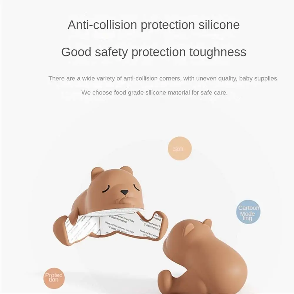 Protège-bords mignons en silicone pour bébé, protection de table, ours de dessin animé doux, protection auto-arina, housse de protection, sécurité