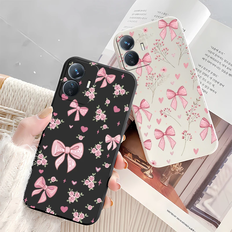 Silicon Matte Phone Case For Vivo T5X 5G T4X T4R Flower Bow Knots Pattern Cover For Vivo IQOO Z11X Z10 Z3 Shockproof Soft Hoesje view 3