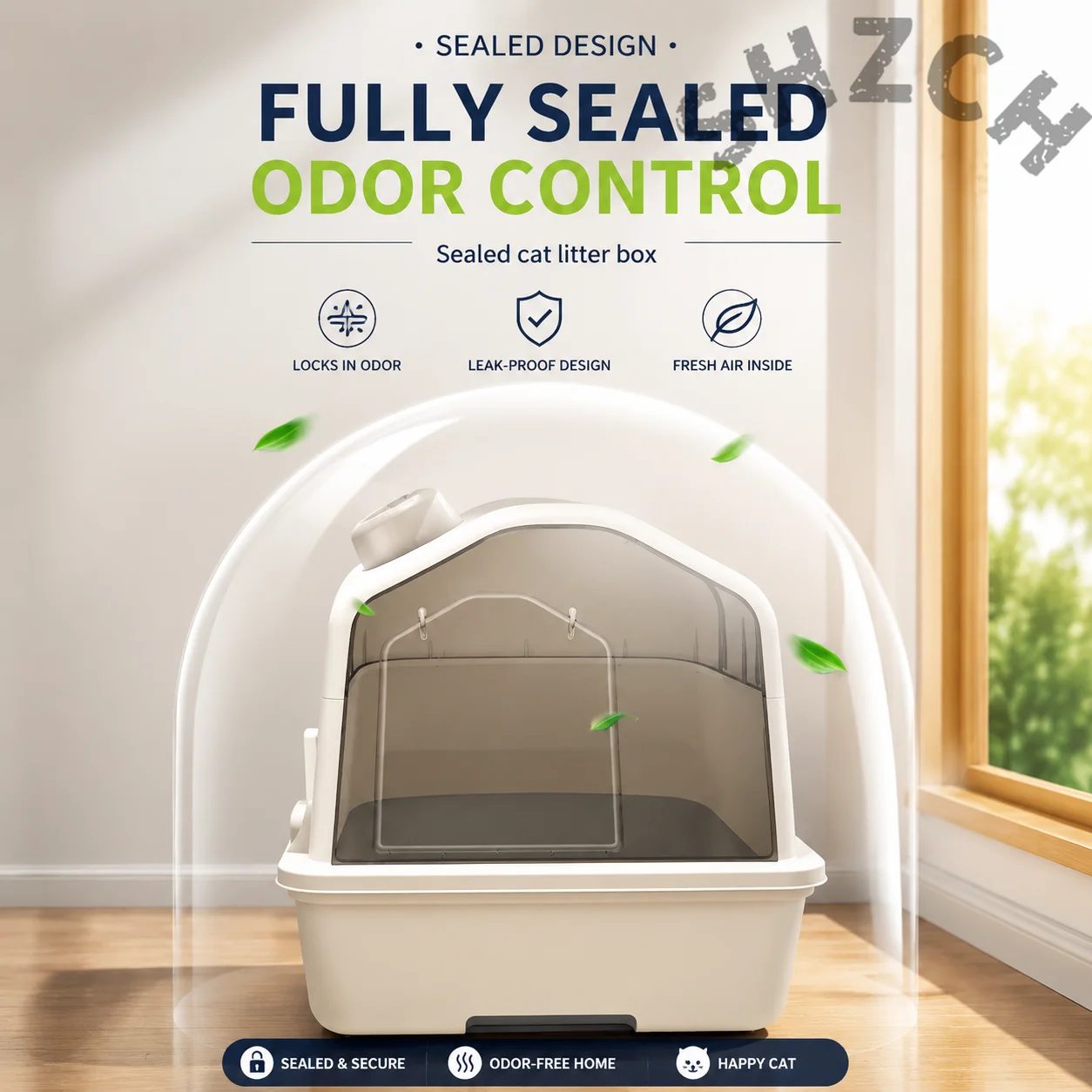 Extra-Large Fully Enclosed Cat Litter Box with Odor-Control Design and Splash-Resistant Walls