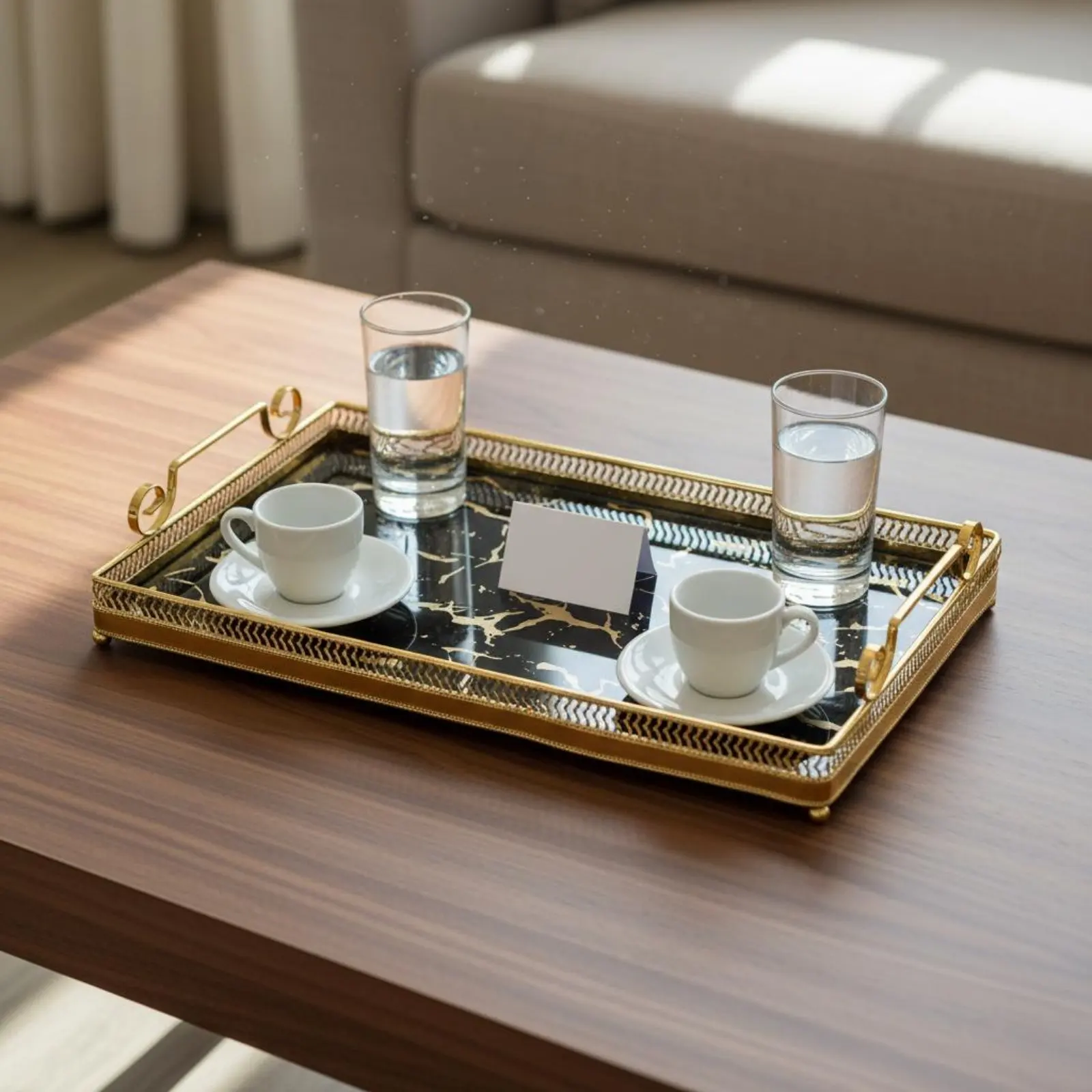 Decorative Mirror Tray Nordic Design Mirror Tray House Decoration Tabletop Display Home Decor Easy to Clean for Hotel, Vanity