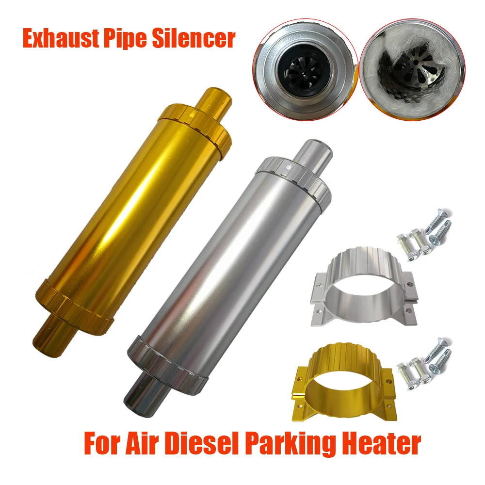 

24mm Gold Silver Muffler Silencer Upgraded Bracket Air Diesel Parking Heater Exhaust Pipe Stainless Steel For Car Truck Caravan
