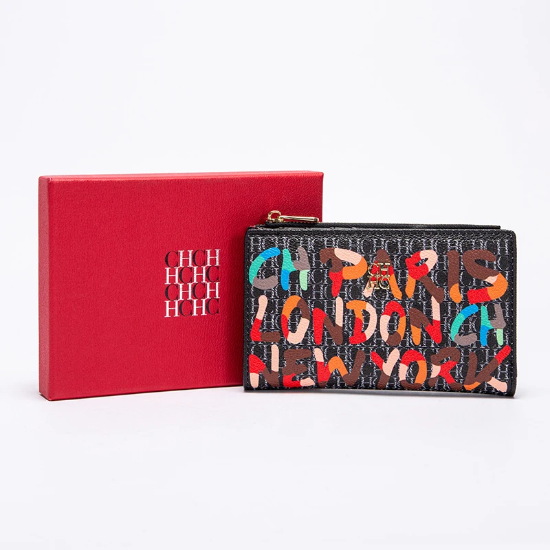 CHCH-cartera larga con estampado de dibujos animados para mujer, billetera Retro clásica, Material de PVC, a la moda